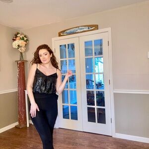 Black Sequin Cami Top